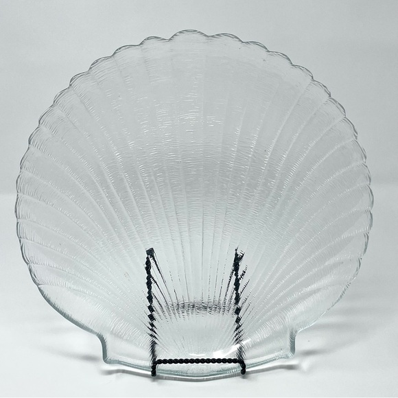 Vintage Arcoroc Coquillage France Clear Sea Shell Platter Textured 13” Beachy - Picture 2 of 7